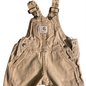 Carhartt Baby Coverall Bibs Size 6M brown infant Adjustable Straps One Piece